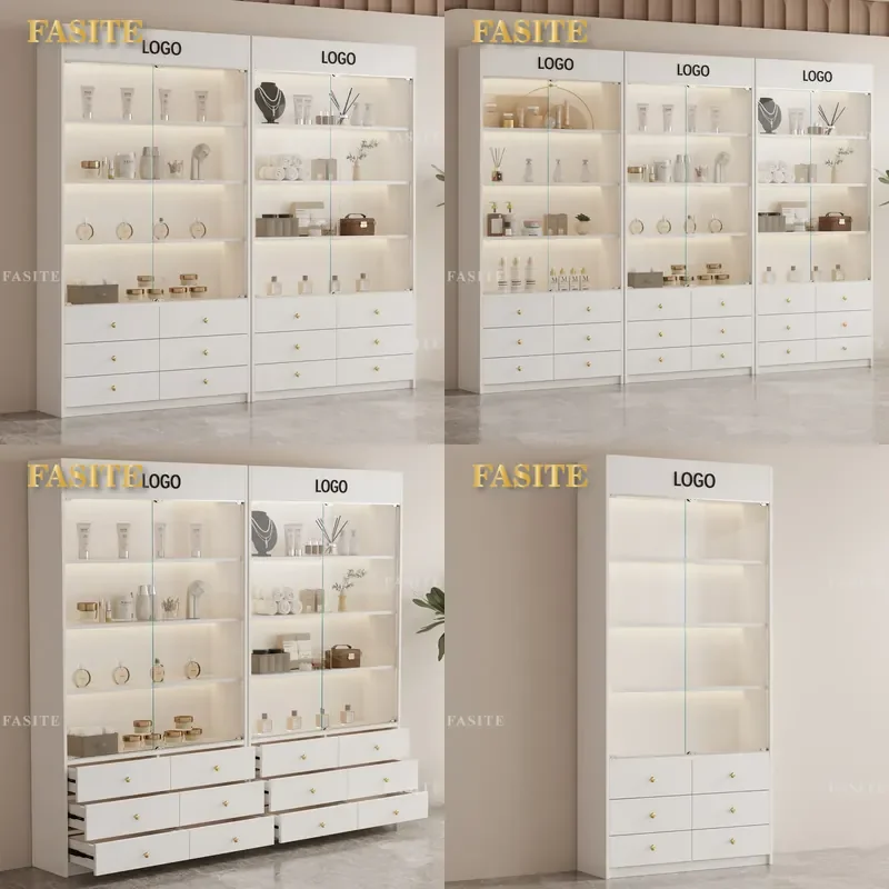 For Beauty Cream Wind Light Luxury Display Cabinet Cosmetics Nail Art Skin Care Products Shelf Modern Storage Organizer