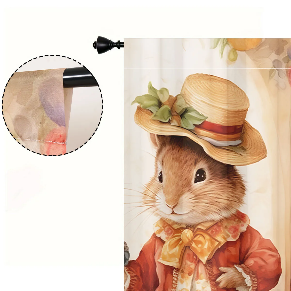 60x150 سنتيمتر 2 قطعة البوليستر أرنب عيد الفصح زوجين الستار ديكور أرنب عيد الفصح أرنب المنزل حفلة هدية سعيد 2025 عيد الفصح ديكور المنزل #4