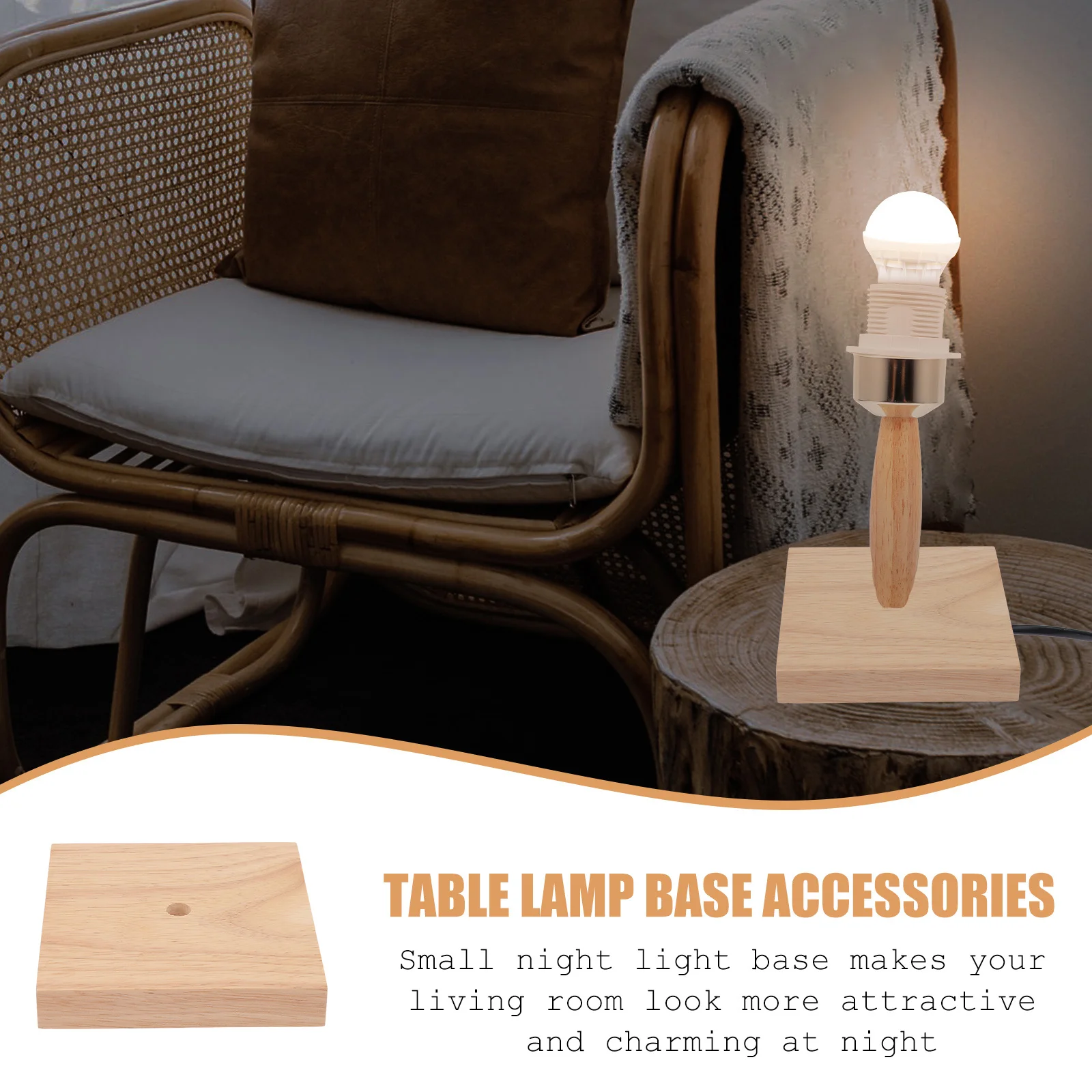 

2pcs Solid Wood Base Replacement Square Light Stand For Night Lamp Table Lamp Accessories Pre-Drilled Holes Lighting