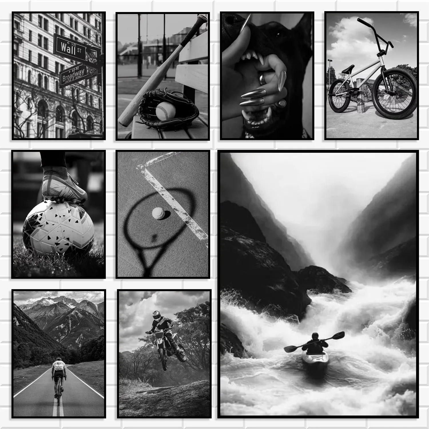 

Black and White Adventure Sports Canvas Extreme Sport & City Street Landscape Prints for Teen Room Man Cave Bedroom Home Decor