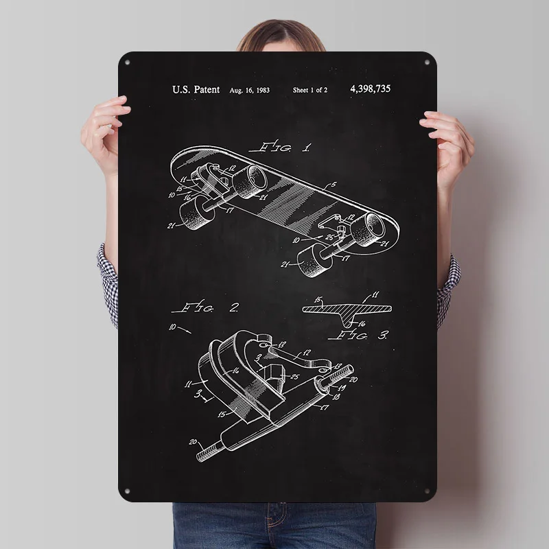 1983 Skateboard Art Tin Poster Customized Retro Wall Art Vintage Metal Signs for Room Garage Decoration At Home Desk Decor Items