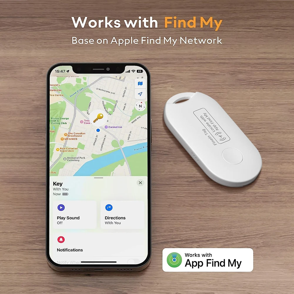 Smart Bluetooth GPS Tracker Works with Find My APP Anti Lose Reminder Device for iOS Phone Replacement Locator MFI Rated