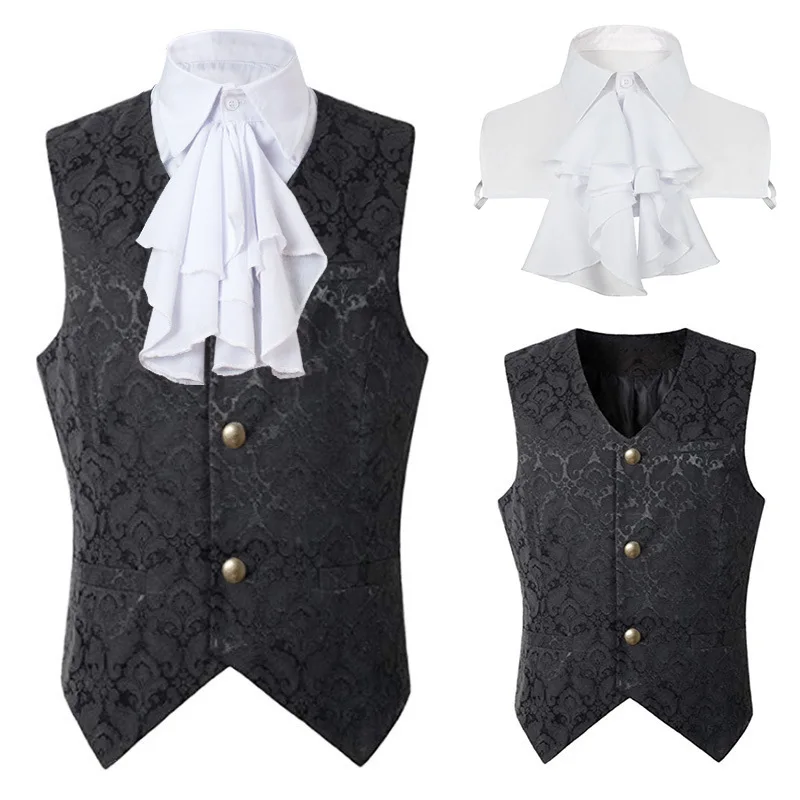 

Vicotiran Jacquard Swallow Top Noble Costume New Men Steampunk Renaissance Cosplay Medieval Gothic Waistcoat Vest Vintage