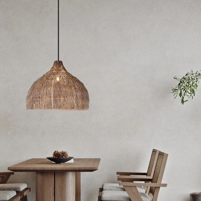 Wabi-sabi نمط الإبداعية الروطان قلادة ضوء مطعم منصة مشروبات الرجعية الثريا مصمم شقة فيلا الفن مصابيح غرفة نوم #3