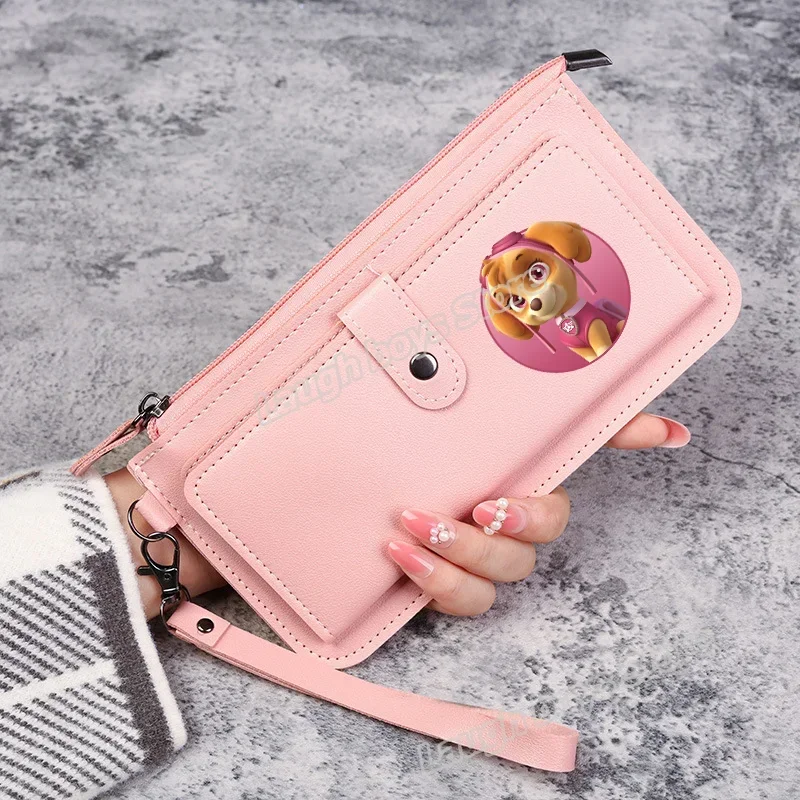 Paw Patrol Wallet Chase Skye Women Genuine Leather Long Clutch Money Bag Card Holder Coin Purse Cell Phone Pocket Female Fashion