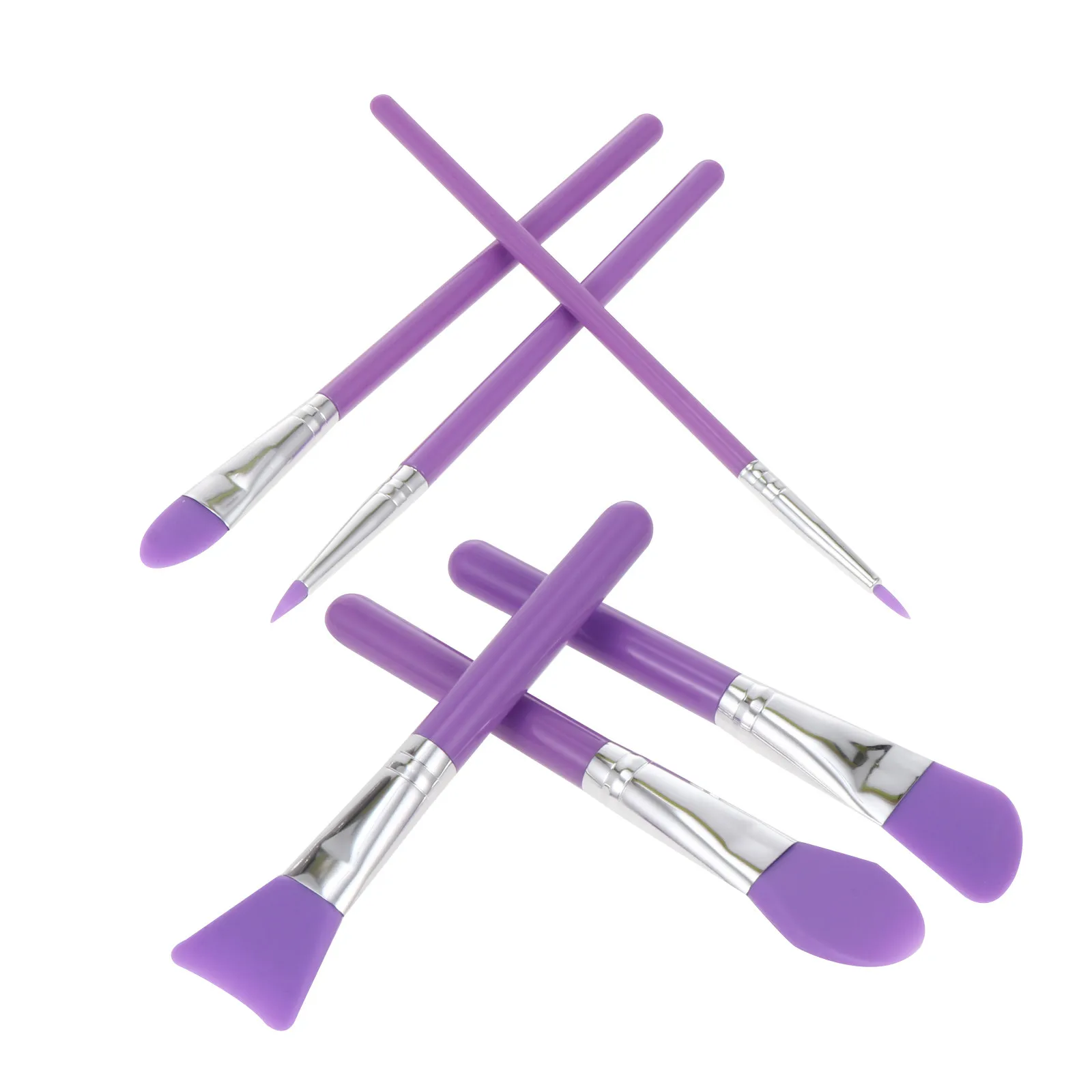 6-teiliges Pinsel-Set, Silikon-Flüssigkeitsapplikator für Foundation, Eyeliner, Lippen-Make-up, hautfreundlich, leicht zu reinigen, Schönheit