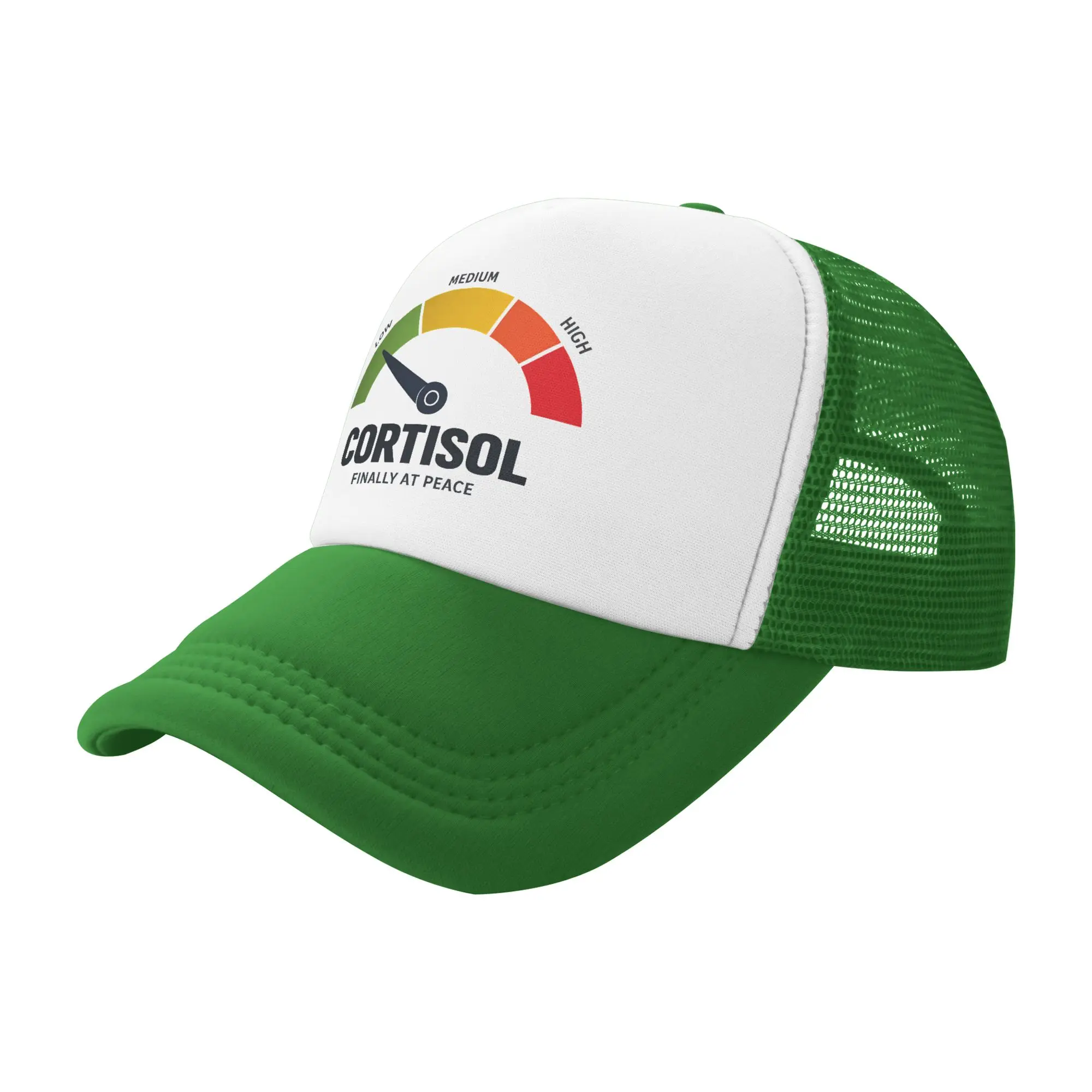 Low Cortisol Levels Finally at Peace  Mesh Baseball Caps Trucker Worker Cap Wellness Meme Dad Hat Adjustable Sports Trucker Cap
