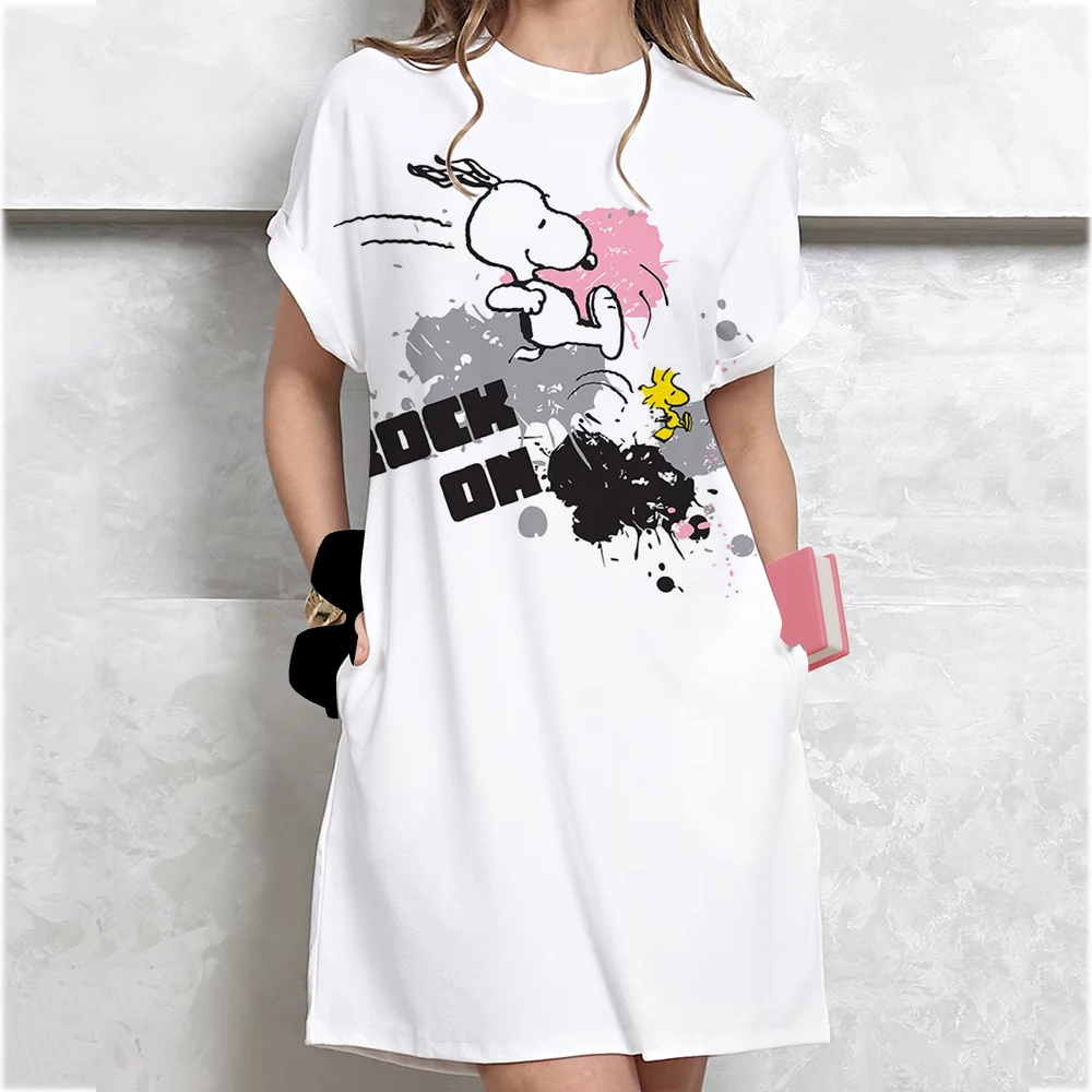المرأة فضفاضة قصيرة الأكمام الصيف حجم كبير فستان سنوبي تي شيرت مطبوع نمط فساتين صغيرة الصيف فستان فضفاض غير رسمي Vestidos
