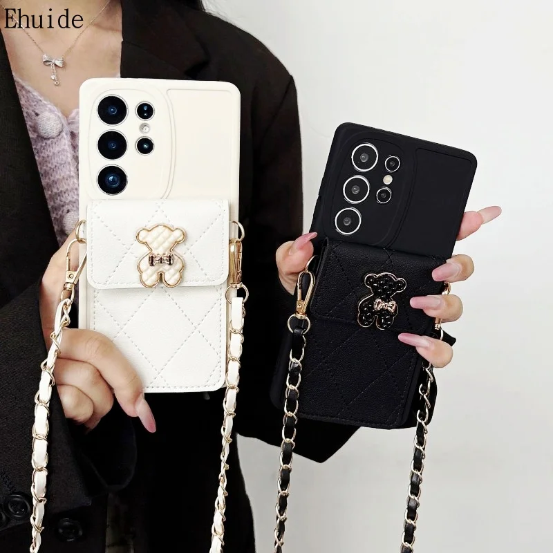 Bear Wallet Strap Case for Samsung Galaxy S26 Ultra S25 FE S