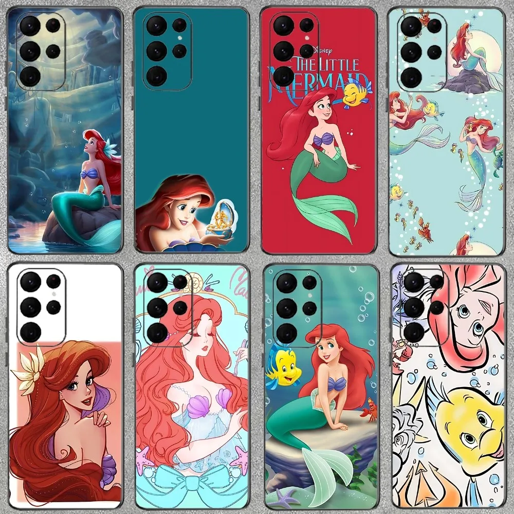 M-Mermaid P-Princess Phone Case For Samsung Galaxy A52 A12 A51 S21 Edge S22ULTRA S23 S20LITE Plus Ultra Black Cover