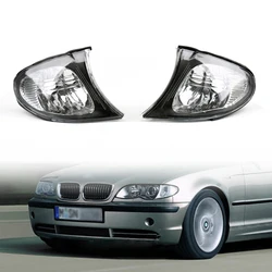 Areyourshop Corner Lights - Crystal Clear W/ Smoke Trim for BMW E46 3 Series 4Door 2002 2003 2004 2005