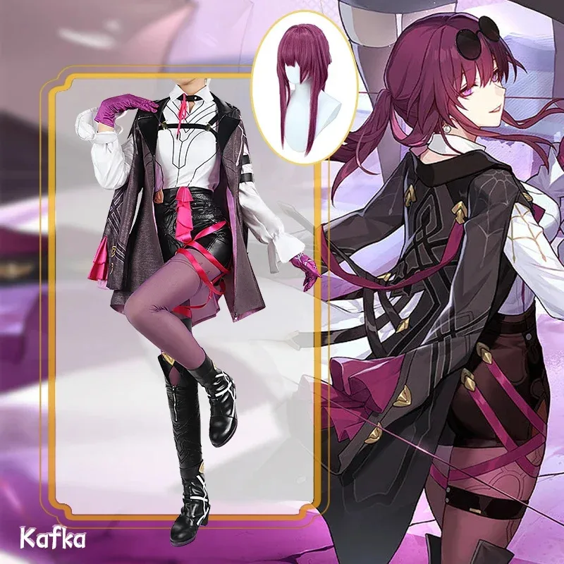 

DY2025Kafka Косплей Костюм Honkai Star Rail Карнавальная форма Парик Аниме Костюмы на Хэллоуин Женский игровой наряд Высокое качество Rolepl