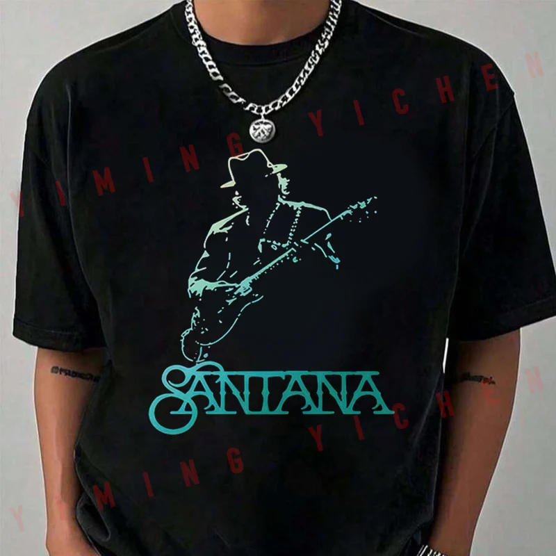 Family Matching T‑Shirt White Guitar Musician Silhouette Vintage Script Chest Print Rock Music Streetwear Short Sleeve Tee Tops