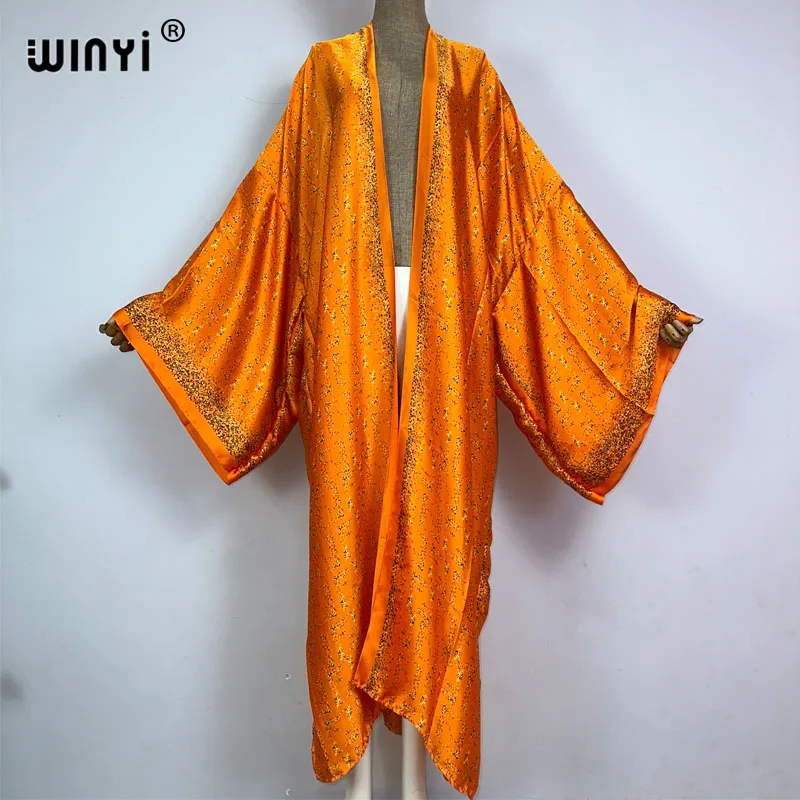 WINYI afryka letni nadruk plażowy czeski długi kardigan kaftan vestidos na co dzień Boho Maxi strój kąpielowy kobieta 2023 kimono