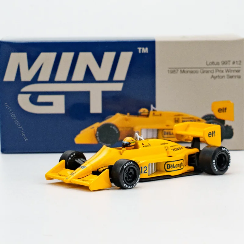 MINIGT 1:64 Diecast Lotus 99T #12 Ayrton Senna 1987 Monaco Grand Prix Winner Alloy Racing Car Model 1088 Collectible