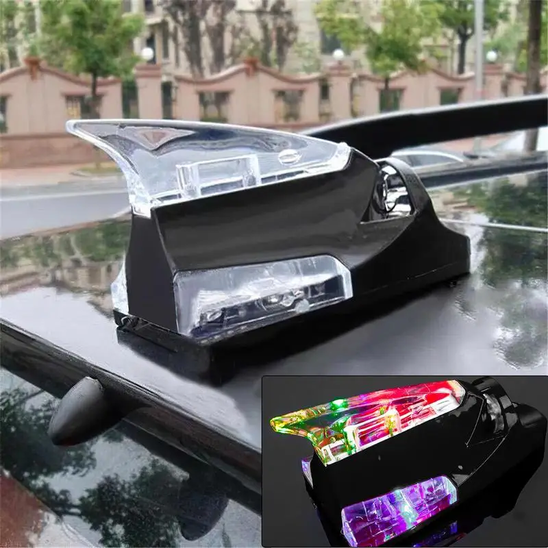 Car Shark Fin Warning Light Wind Power LED Flashing Lamp For Car Antenna Signal For Motorcycles Scooters Cars Bicycles Trucks