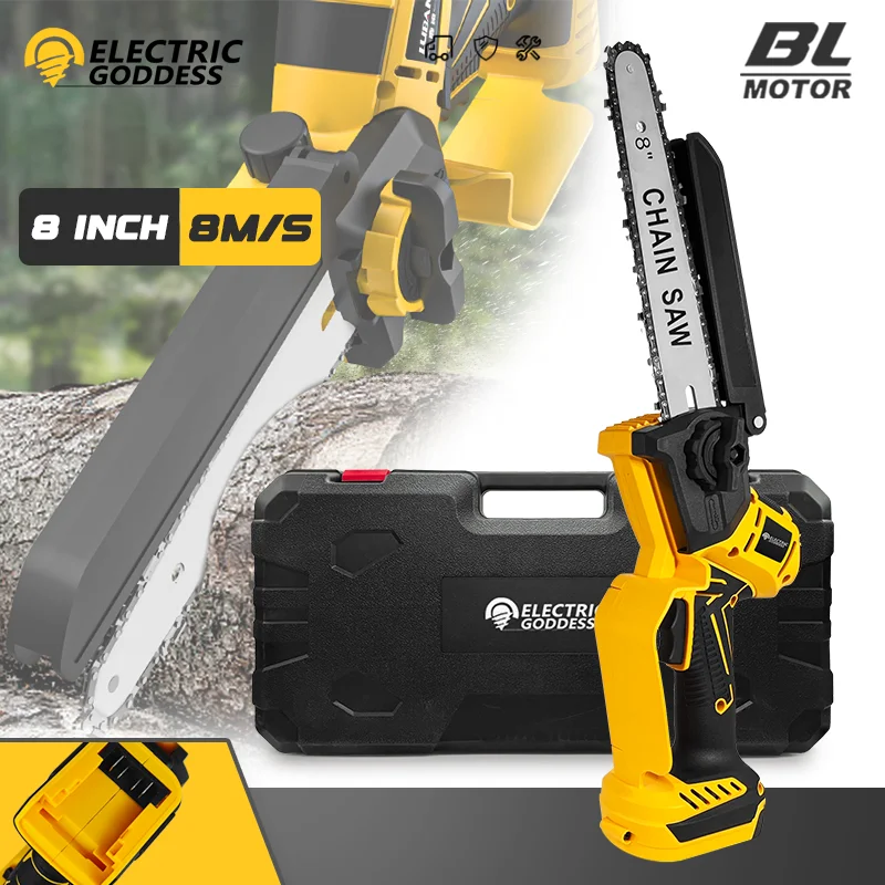 

8Inch Brushless Handheld Electric Saw Garden Wood Logging Chainsaw Portable Cordless Chainsaw Power Tool for Dewalt 20V Battery