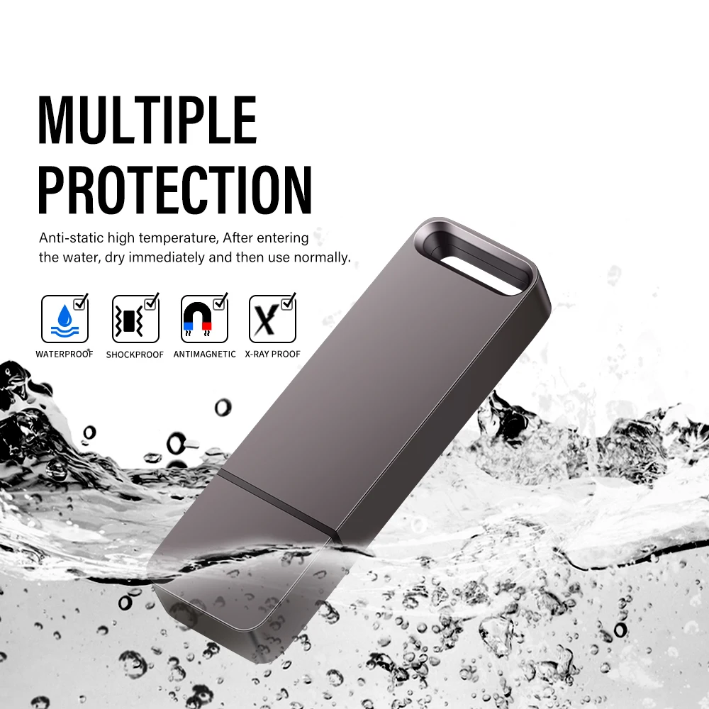 Business gift Metal USB 2.0 Flash Drives 128GB 64GB Waterproof Pen drive 32GB16GB 8GB 4GB Memory stick Black U disk for Computer