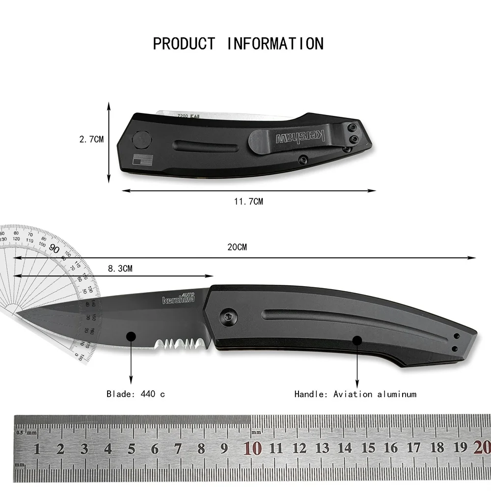 Pocket KS 7200 Outdoor Folding CPM-154 Blade Knife Aluminum Alloy Handle Camping Hunting Knives Military Tactical EDC Tool