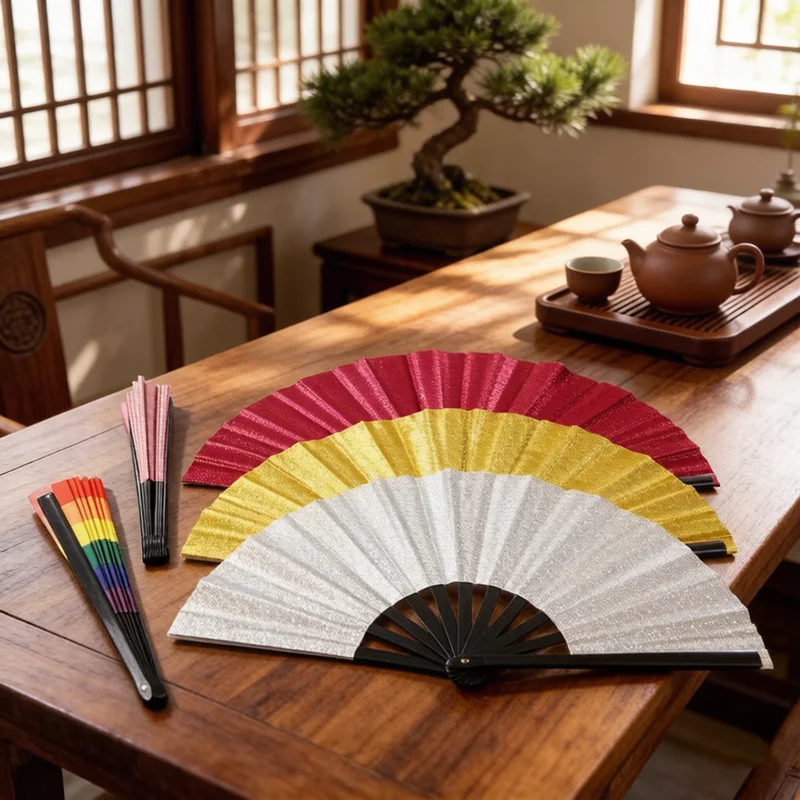 2026 NEW Rainbow Gradient Folding Handheld Fan Portable Chinese Kung Fu Fan Cooling Decorative Fan for Dance Carnival Pride Day