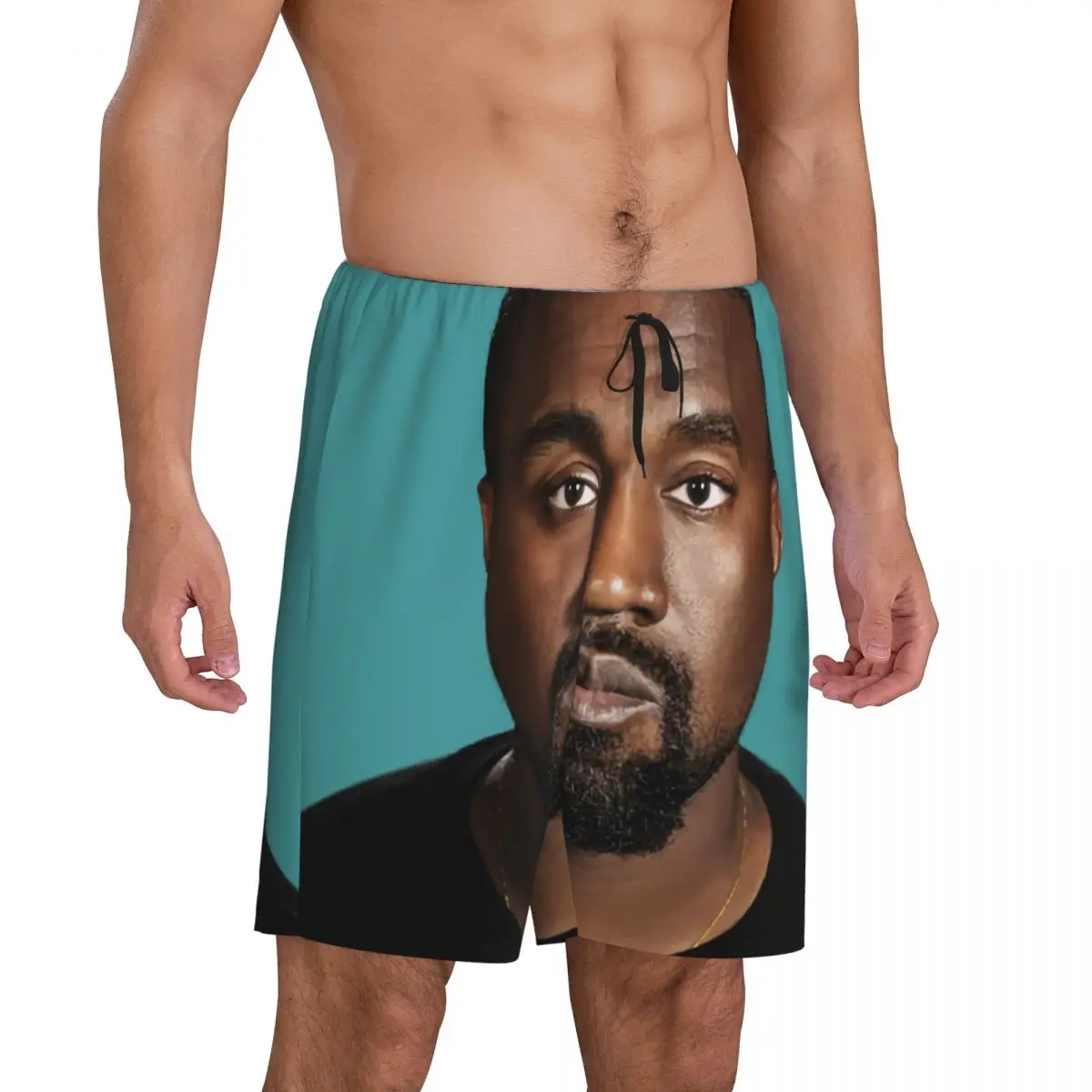 Custom Funny Kanye West Meme Pajama Bottoms Men Rapper Music Producer Lounge Sleep Shorts Drawstring Sleepwear Pjs with Pockets