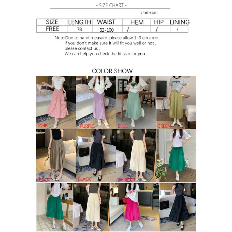 TFETTERS Brand Black Skirt for Women Summer Dress Simple Solid Color Casual Fashion Pleated Skirt Women High Waist Sweet Dress