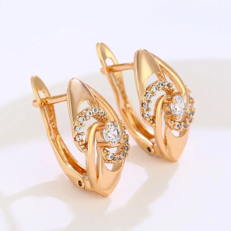 Wholesale--- XP Whirlwind Zircon Hoop Earrings for Women Fashion Jewelry Gold Plated