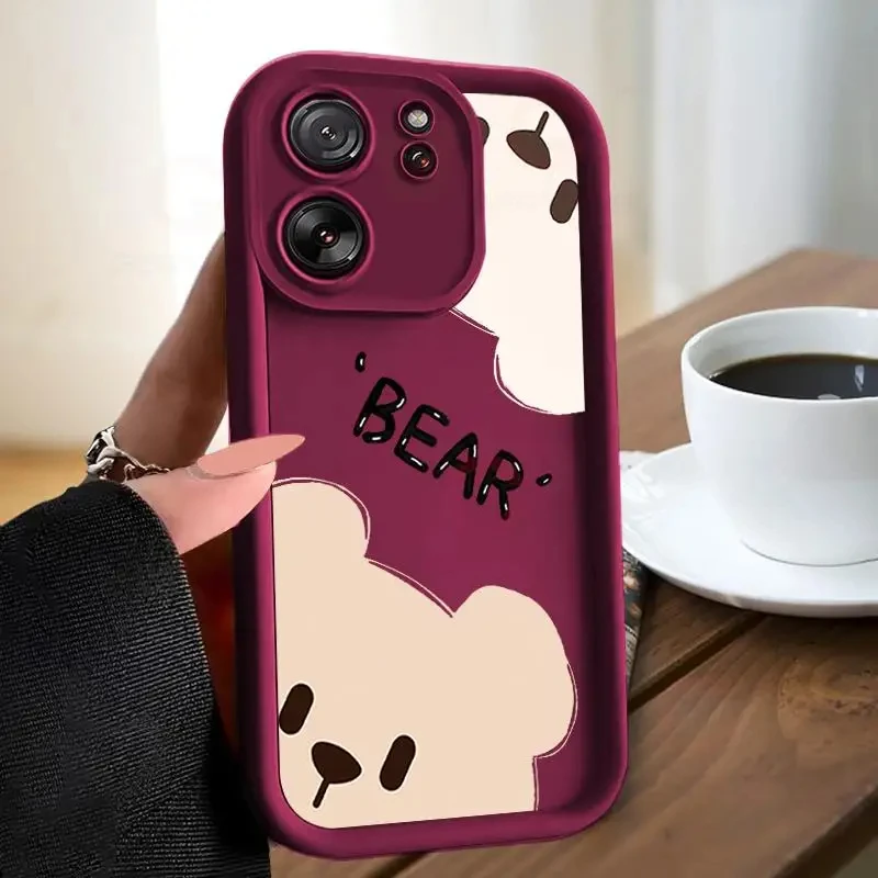 Bear Matte Case For Xiaomi 13T Pro 12 13 t Pro 12X mi11 Lite mi 11 lite 5G NE Comfortable Shockproof Silicone Phone Cover