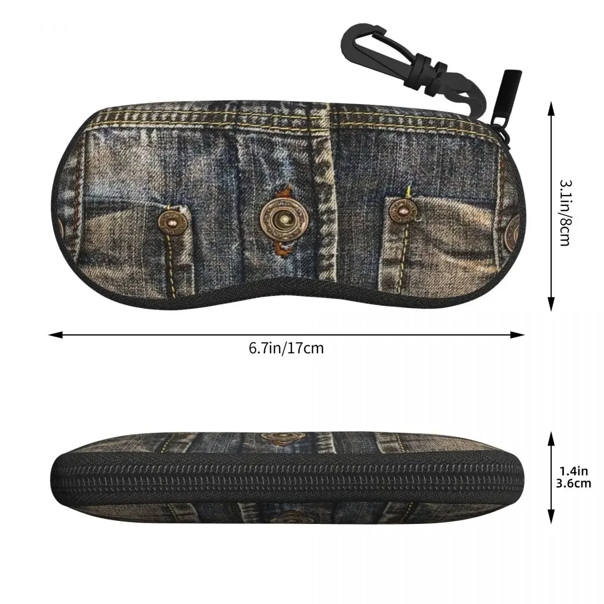 Two Pocket I Love Bluejeans Denim Shell Glasses Case Portable Sunglasses Box Women Men Soft Eyeglasses Bag Pouch