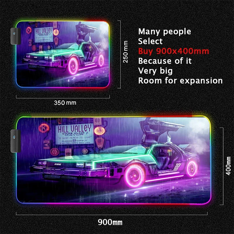 Cool and fashionable Car Large RGB Mouse Pad Gaming Mousepad LED Mousemat Luminous Desk Pads Gamer PC Keyboard Mats XL Table mat