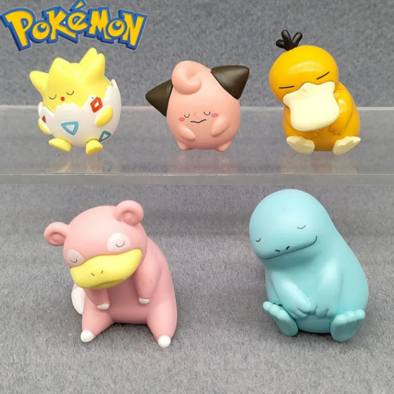 3-5cm Anime 5pcs Pokemon Action Figure Lean On Shoulder And Tilt Head Gengar Mu Mu Xiao Bogaman Gombie Model Collectible Toys