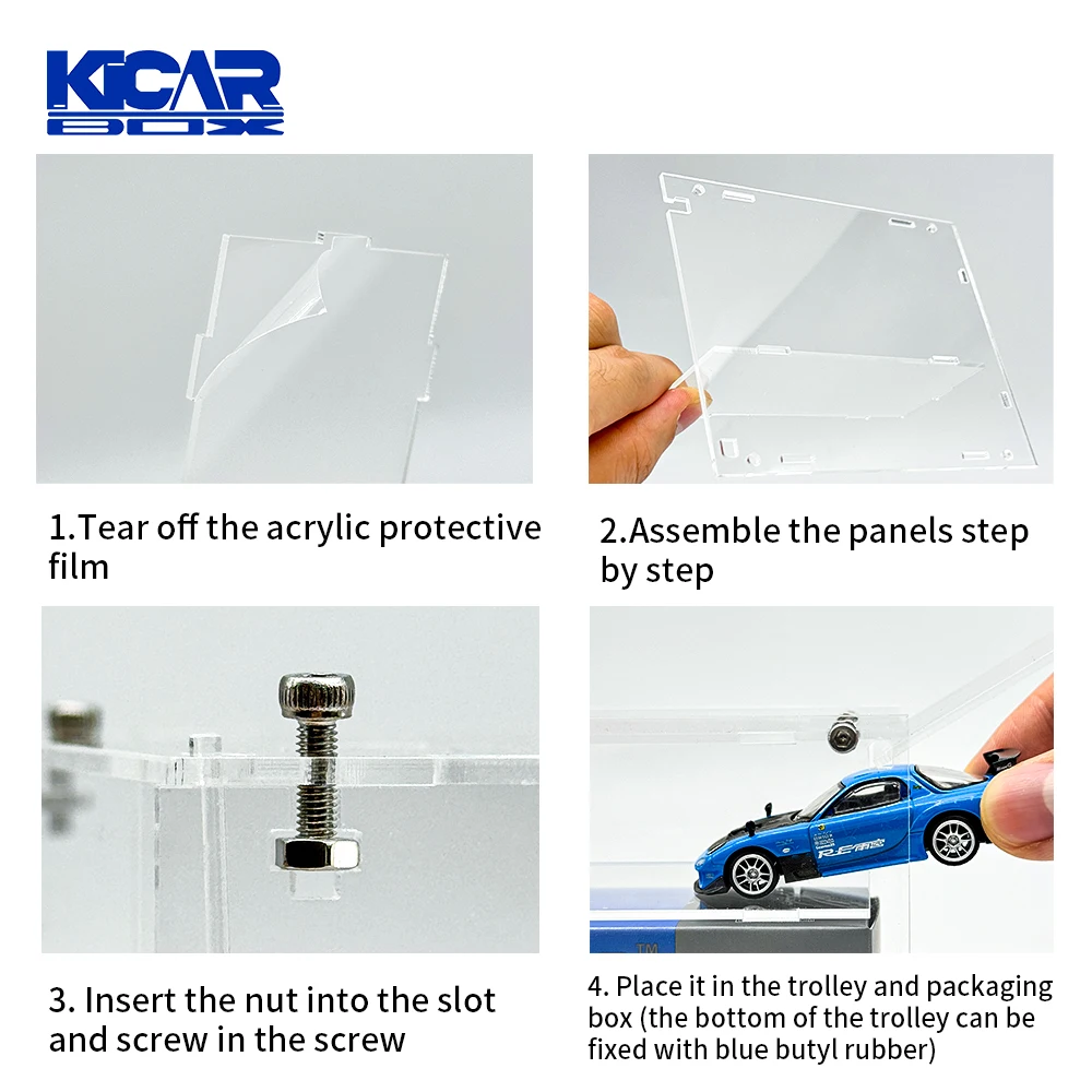 1/64 Diecast Model Car Display Case with Cover - Acrylic Dust-Proof Showcase & Storage Organizer Box for MiniGT, Tomica（No Car）