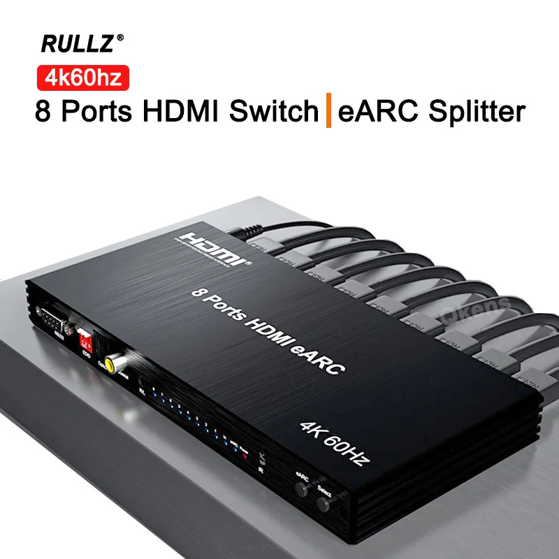 

4K 60Hz 8 Ports HDMI EARC Audio Extractor 1 in 8 Out 1x8 EARC Audio Return Splitter / 8 in 1 Out 8x1 HDMI Switch Video Converter