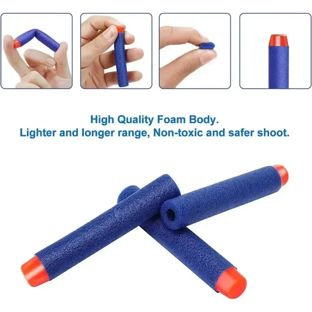 1000-50 Uds. Balas de cabeza redonda sólida azul 7,2 cm para la serie Nerfs Blasters recarga dardos accesorios de pistola de juguete para niños