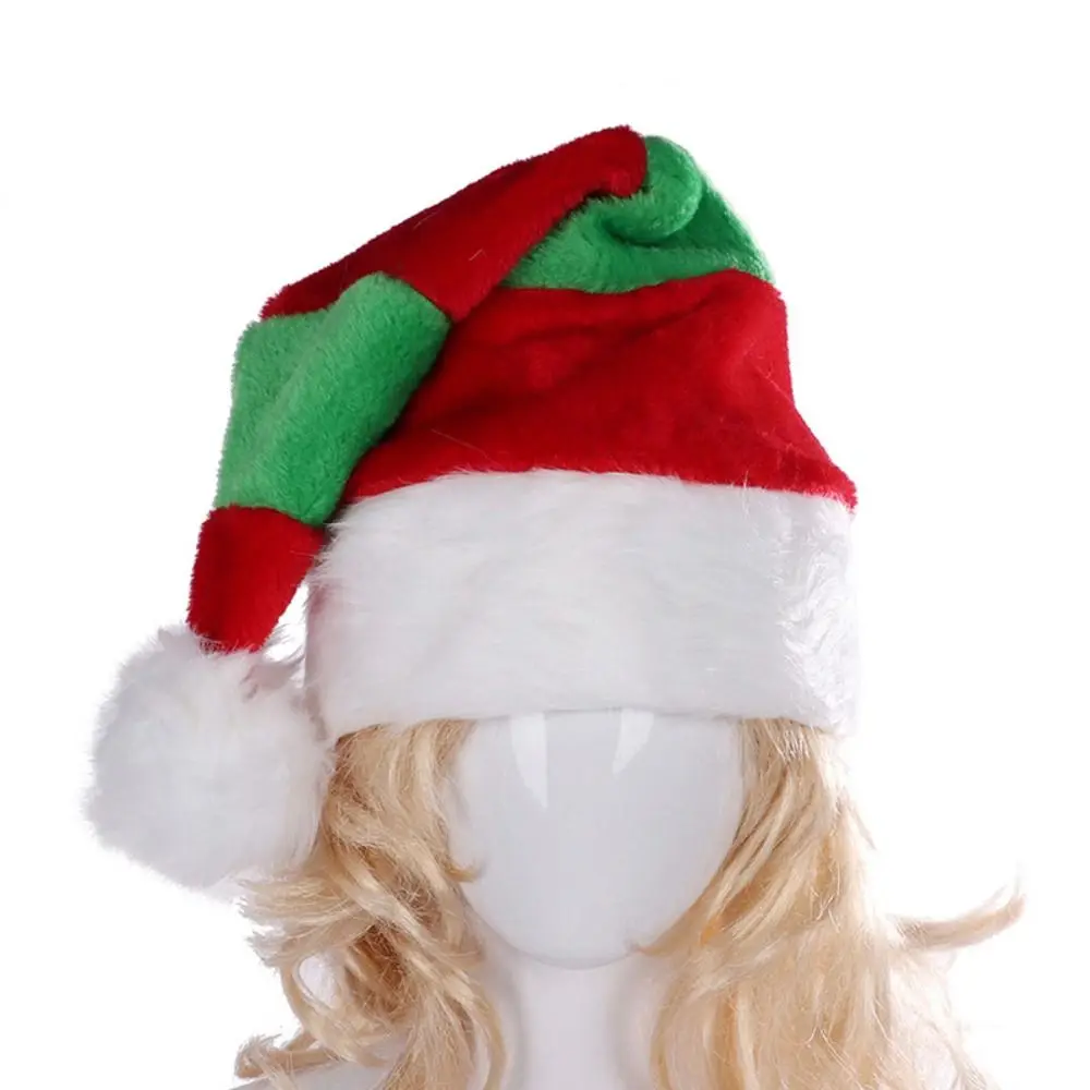 

All-match Merry Christmas Decoration Christmas Hat Green Red Striped Santa Claus Hat Plush Hat Korean Style Warm