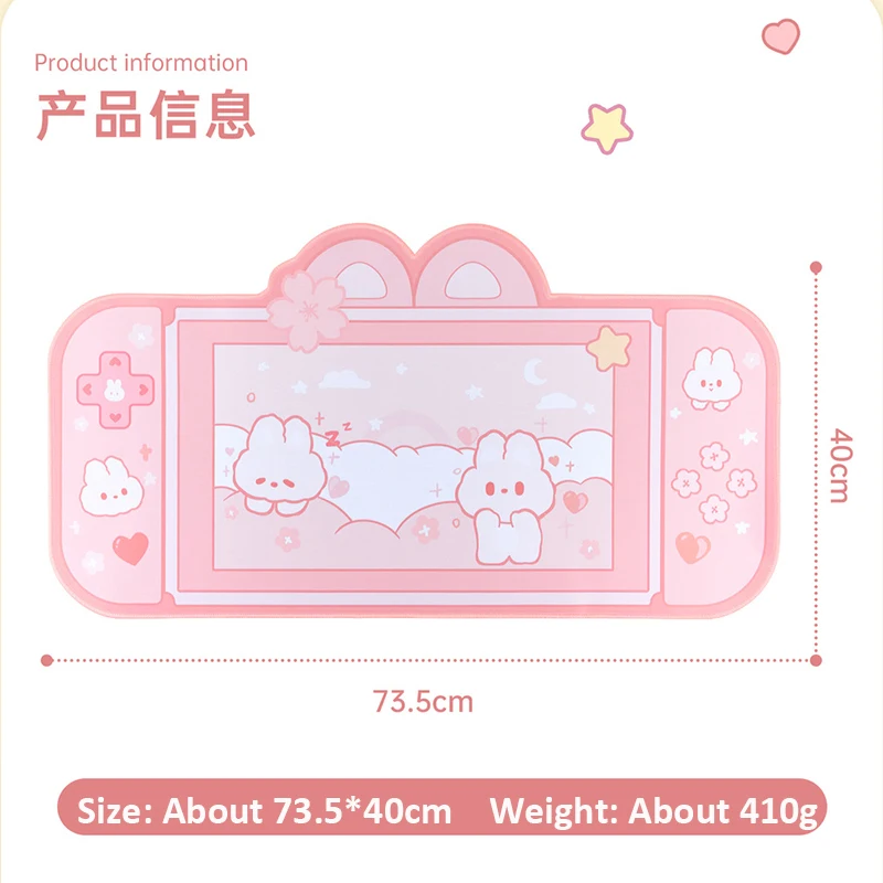 Tapis de souris de jeu Kawaii pour ordinateur portable, rose, lapin, média, polymères de bureau, eau verte, ordinateur portable, sous-souris, tablette, accessoires de bureau