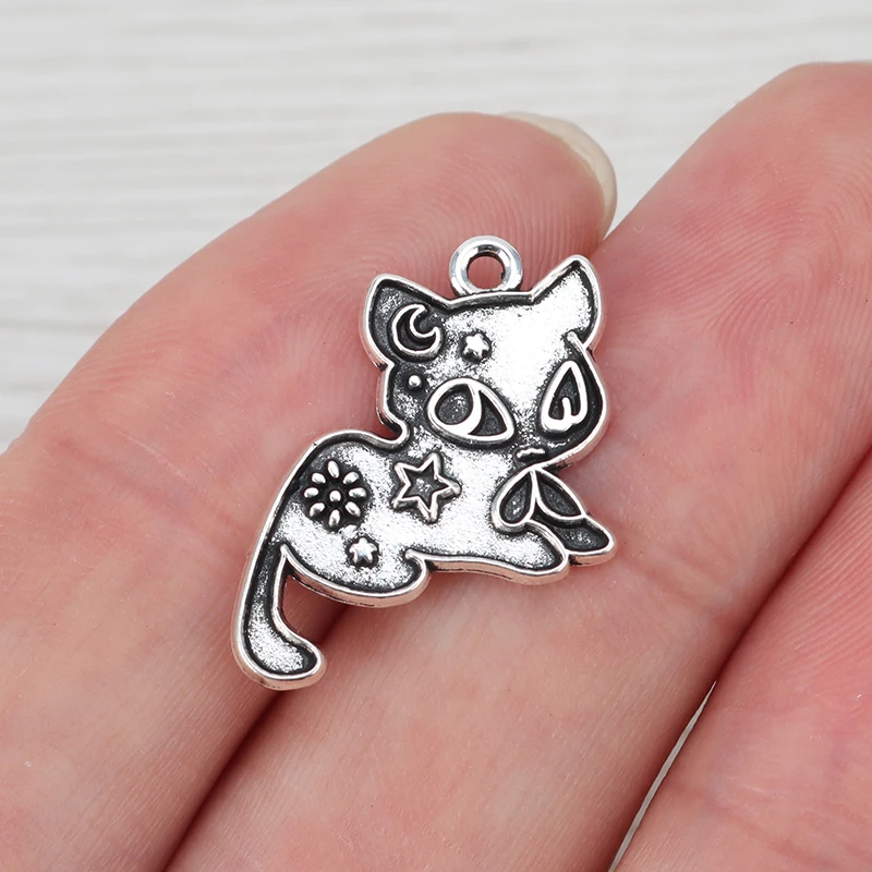 20 x Tibetan Silver Animal Cute Cat Charms Pendants Beads For DIY Necklace Bracelet Jewelry Makings Findings Accessories 16x20mm