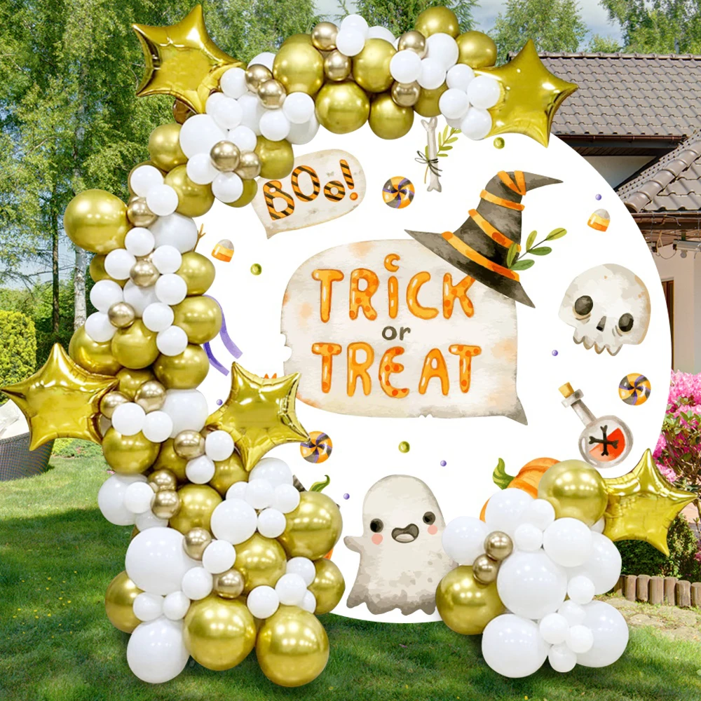 خدعة أو علاج خلفيات مستديرة للهالوين غطاء حلوى اليقطين ديكور حفلات الهالوين للأطفال خلفية دائرة لأعياد ميلاد الأطفال