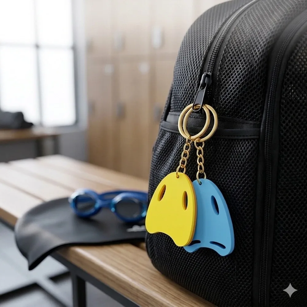Cute Sports Style Swimming Keychain Bag Charm Bag Decoration Swimming Board Keychain Mini Float Key Holder Summer