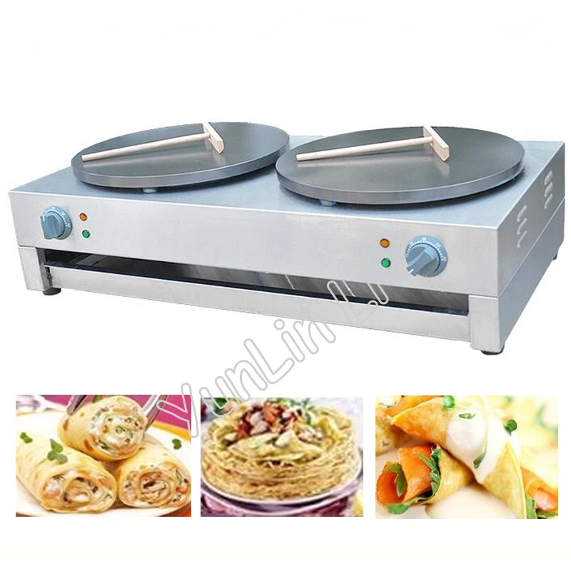 Double Plates Electric Crepe Maker 400mm Double Pancake Maker Commercial Pancake Baking Machine