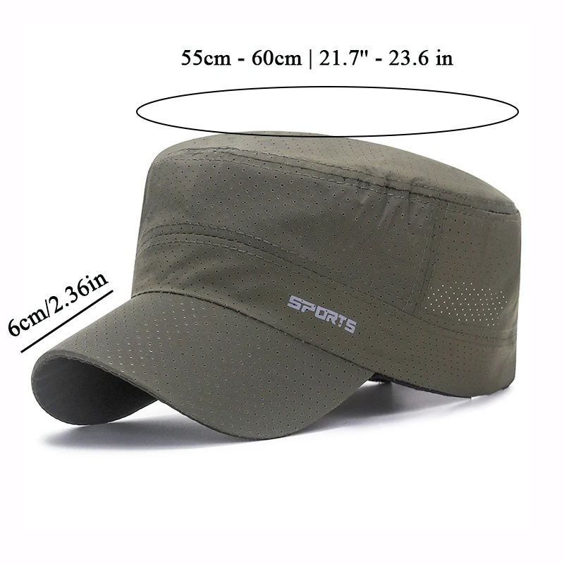 Summer Mesh Outdoor Sport Quick Drying Military Caps Men Breathable Cadet Army Cap Flat Top Hat Cycling Running Cap Baseball Cap