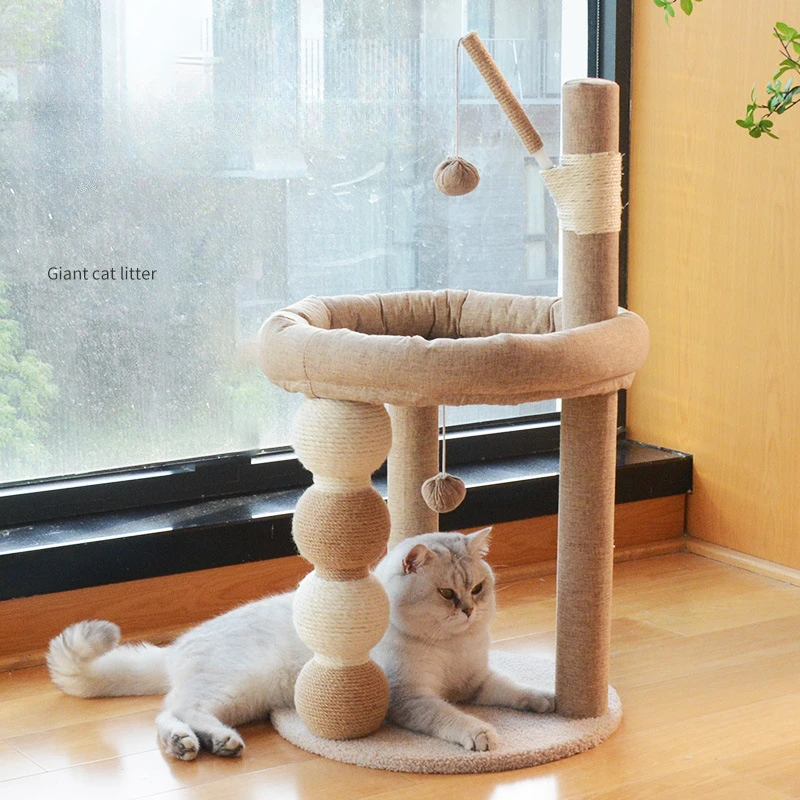 Cat Climbing Frame Nest Integrated Sisal Scratching Column Bed Pet Bed Cat Scratching Board Can Not Drop Debris Cat Tree