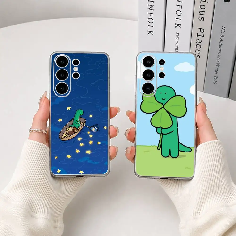 Cute cartoon Jurassic Clear Phone Case for Samsung S25, S24, S21, S22, S23, S30, Ultra, S20, Plus, FE, Lite