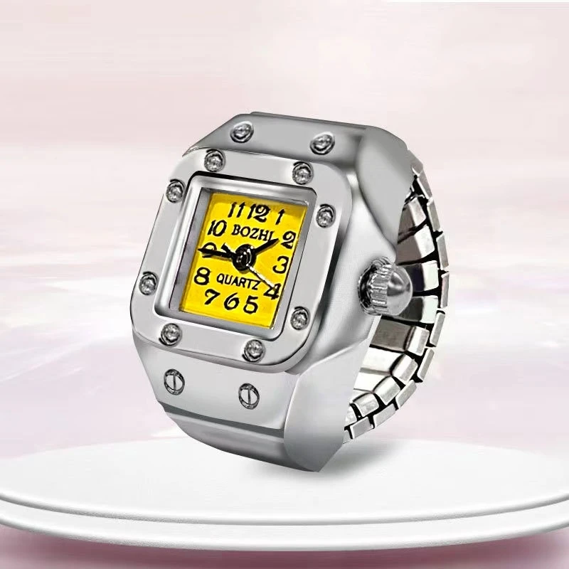 Anello orologio nuovo vendita calda creativo in lega Shell Finger quadrante quadrato coppia uomini e donne