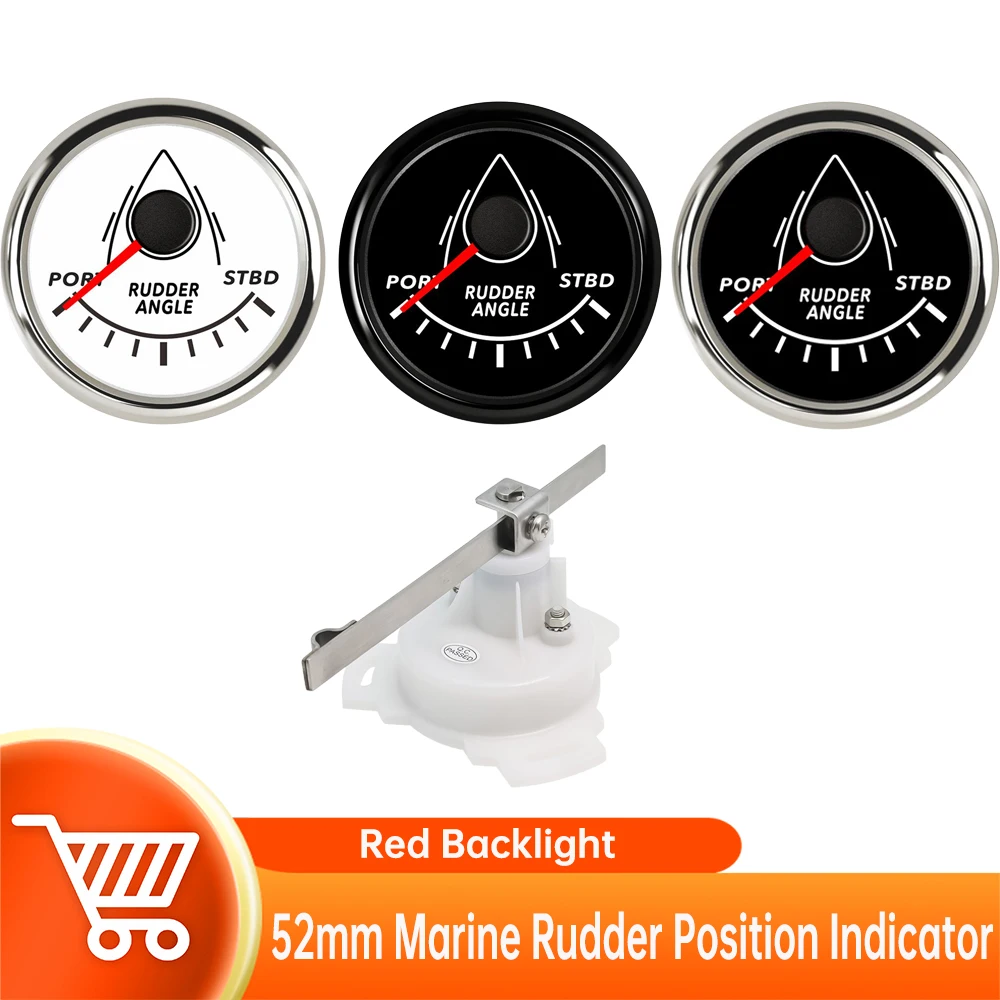 0-190 ohm Marine LCD Rudder Angle Meters Red Backlight Car pointer Gauge With Rudder Angle Sensor 12V/24Vd for Marine Yacht