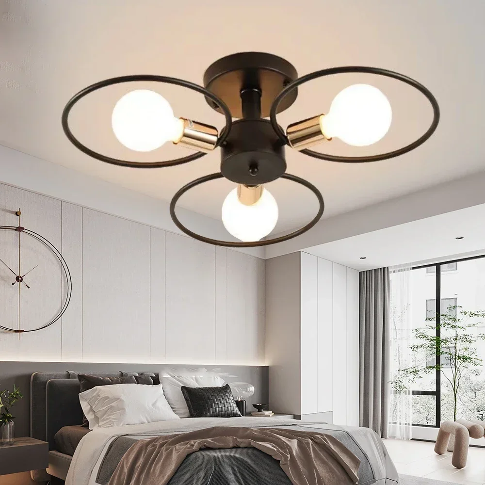 

Round Decorative Pendant Lights Iron Ceiling Lamp 9Heads E27 Chandelier Black Gold Color Lighting Fixture