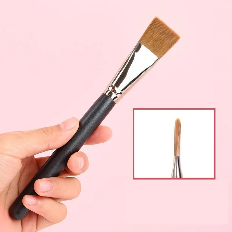 1 brocha profesional con mango de madera para base, mezcla de crema, corrector, brocha de maquillaje, máscara Facial suave, brocha de barro, herramientas cosméticas