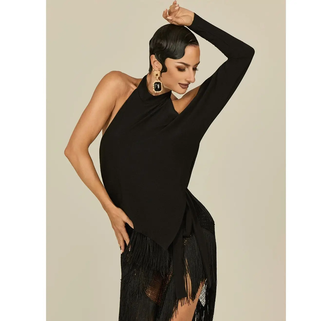 2025 أزياء الرقص اللاتينية للنساء معلقة الرقبة عارية الذراعين أعلى تشاتشا تانجو السامبا الرقص السامبا ممارسة ملابس تدريب DQL12364 #3