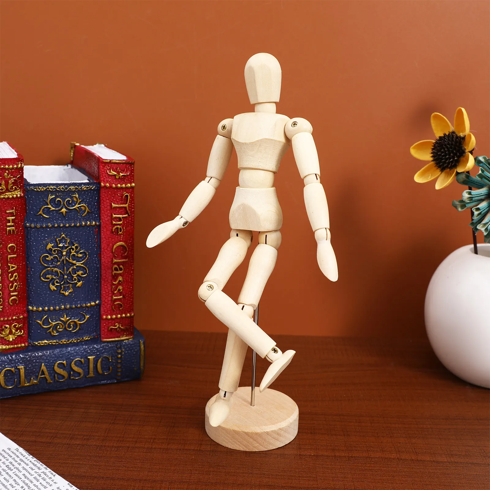 

Wooden Drawing Mannequin for Artists Posable Jointed Figure Adjustable Flexible Body Stable Base Sketching Painting Human Figure