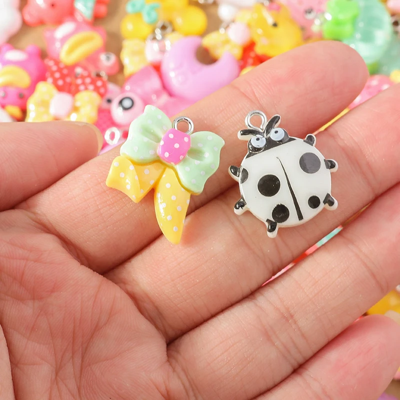 15 Stück Mix Harz Obst Herz Blume Tier Charms Anhänger für DIY Ohrringe Halskette Armband Schmuckherstellung Zubehör – Detail 33
